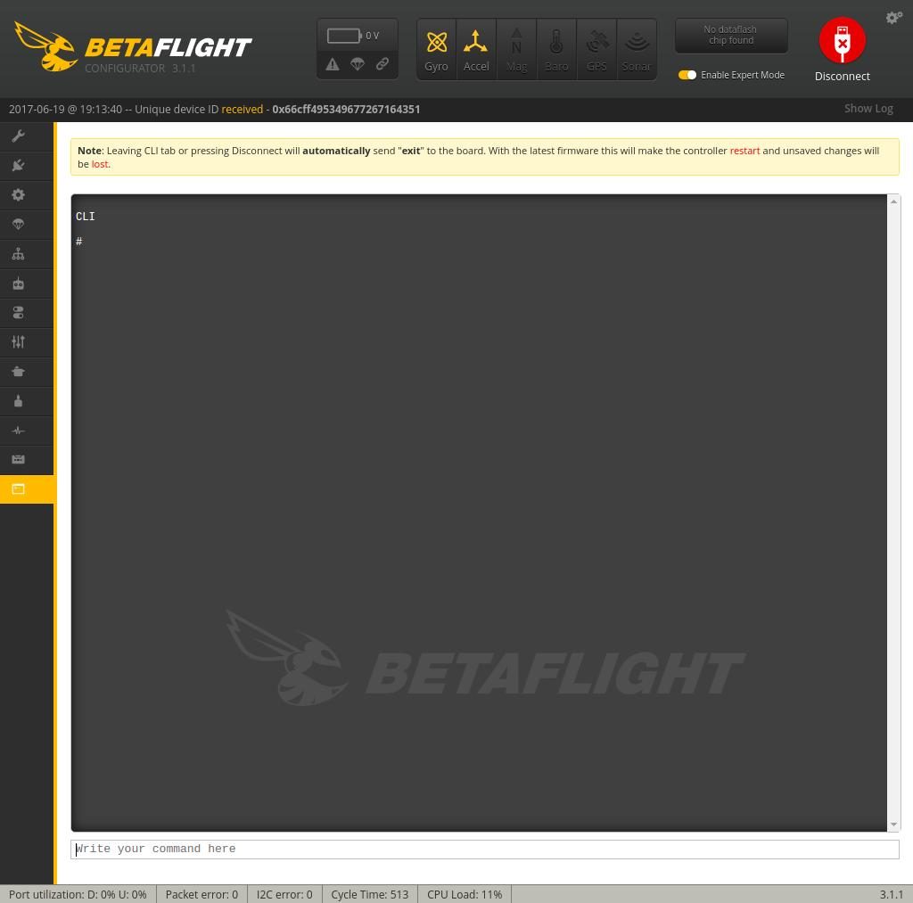 CLI Betaflight Q100